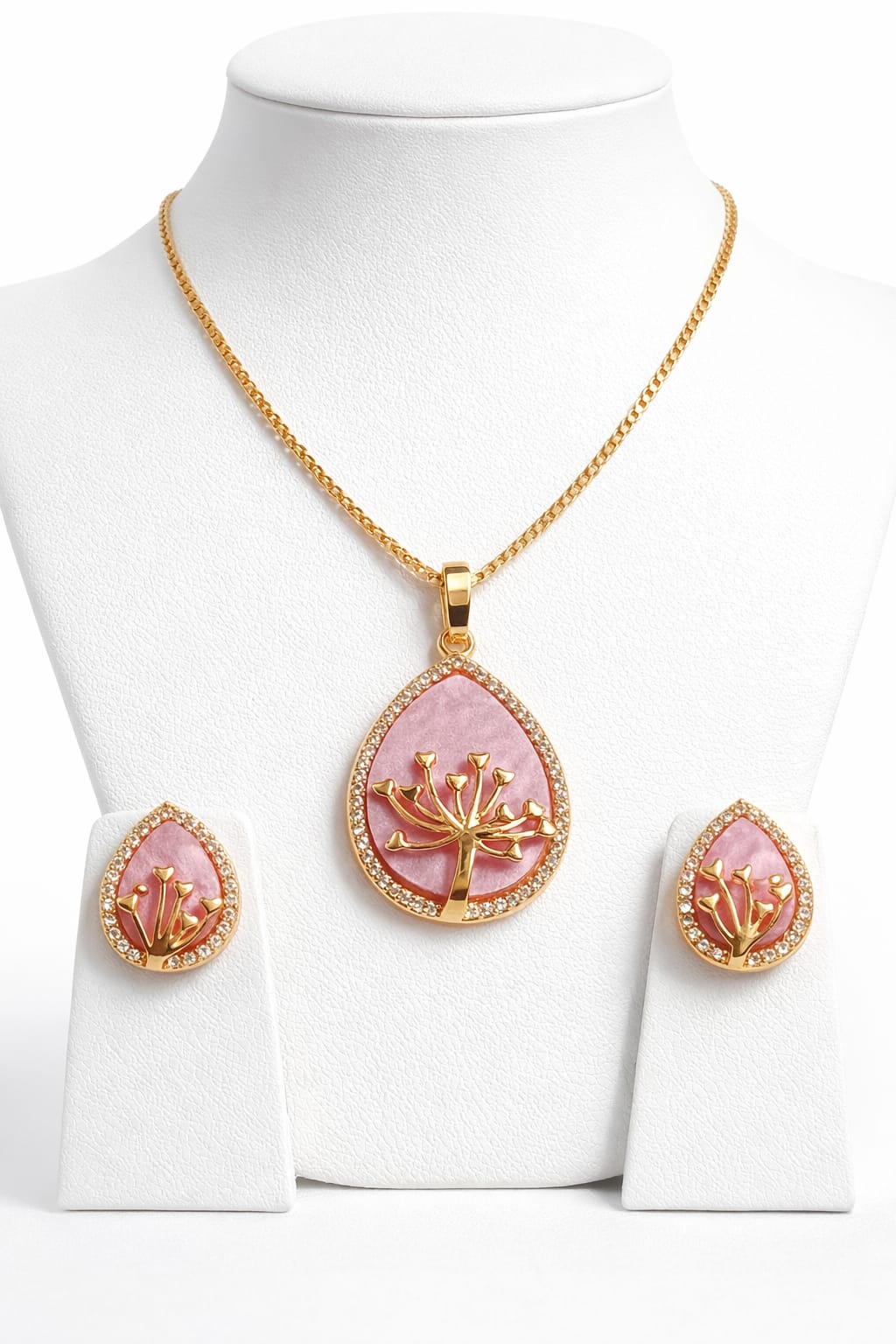 Pink Aura Tree Pendant Set