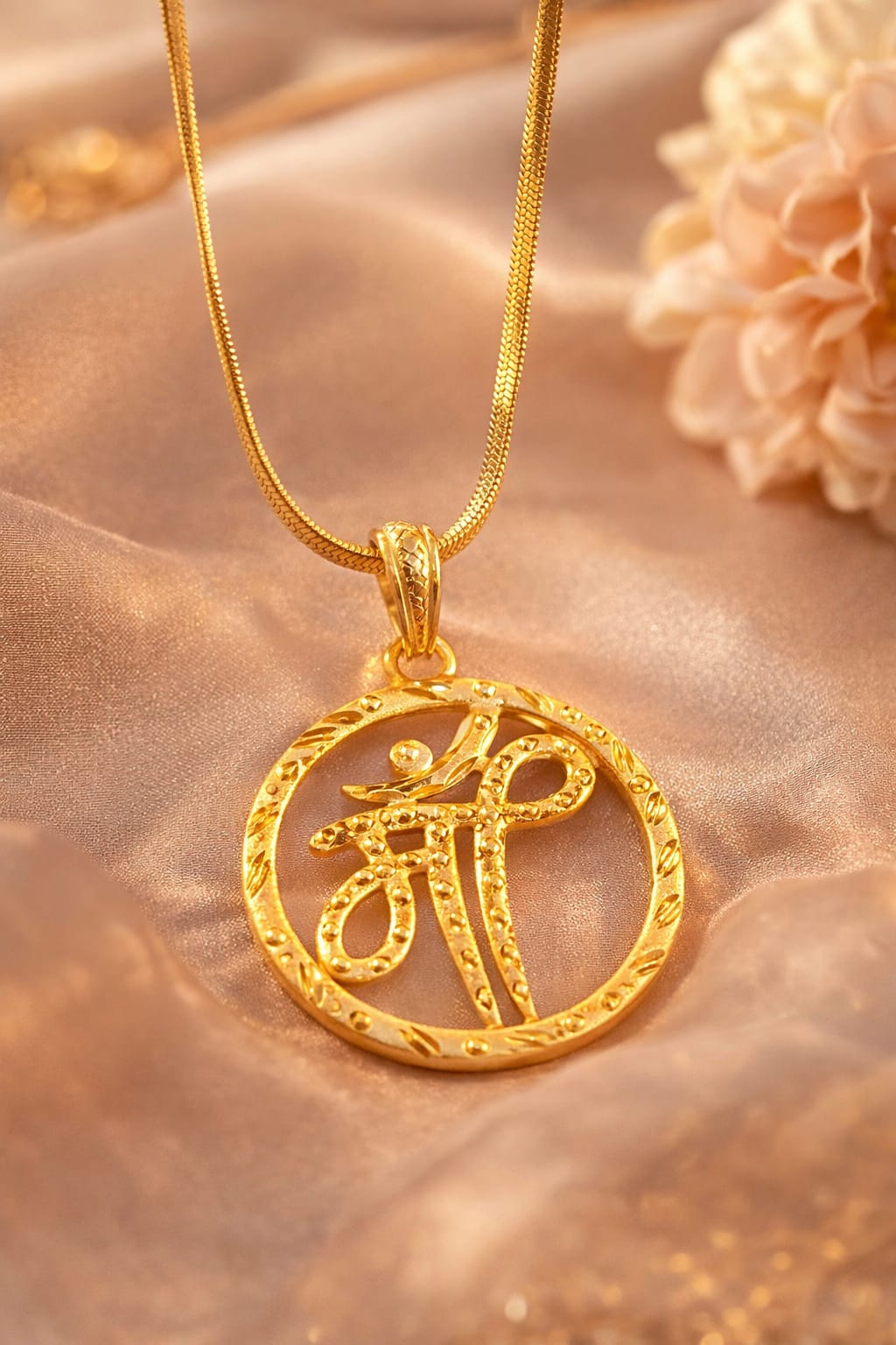 Golden Maa Circle Pendant Necklace