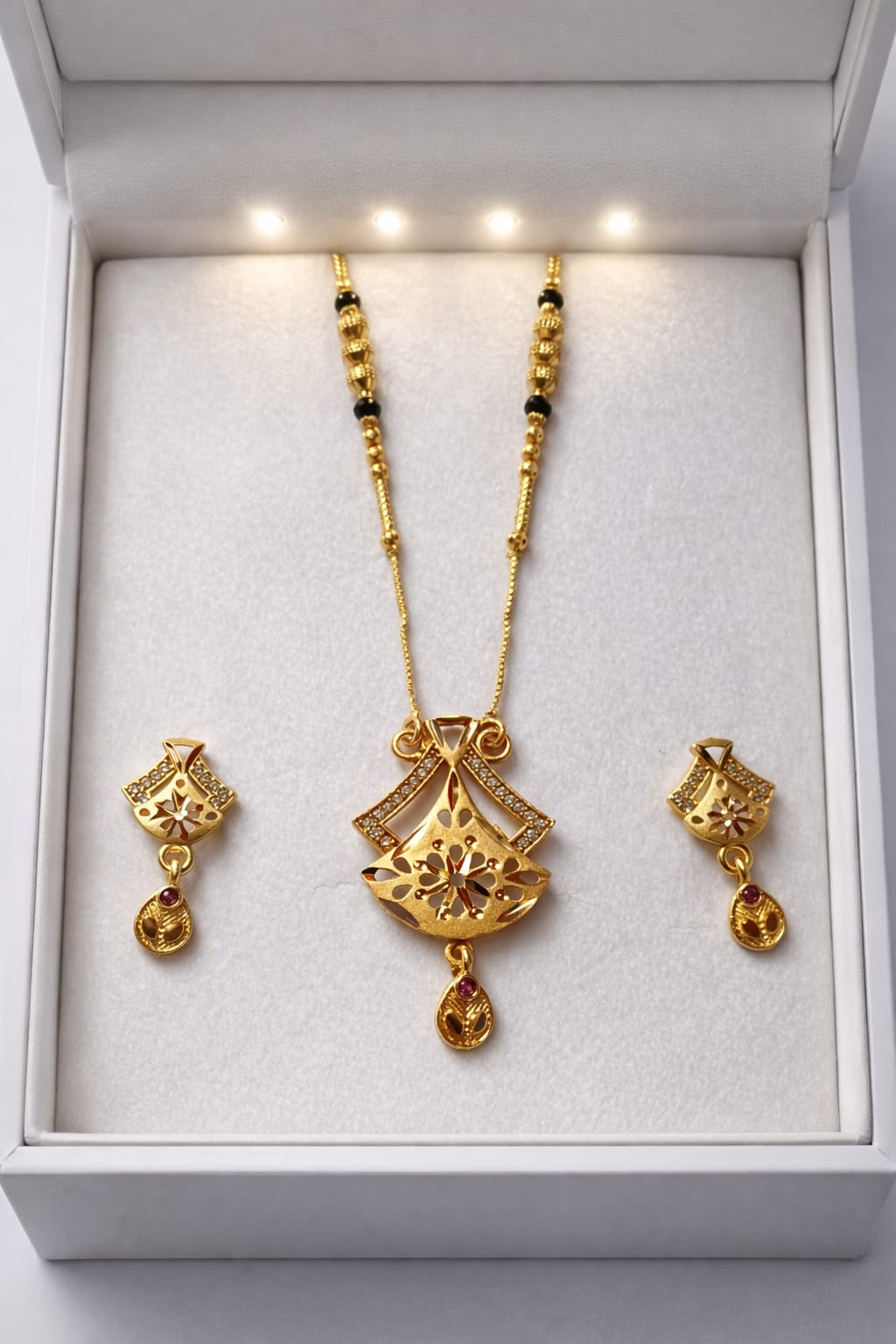 Gold-Tone Traditional Pendant Necklace Set with Earrings
