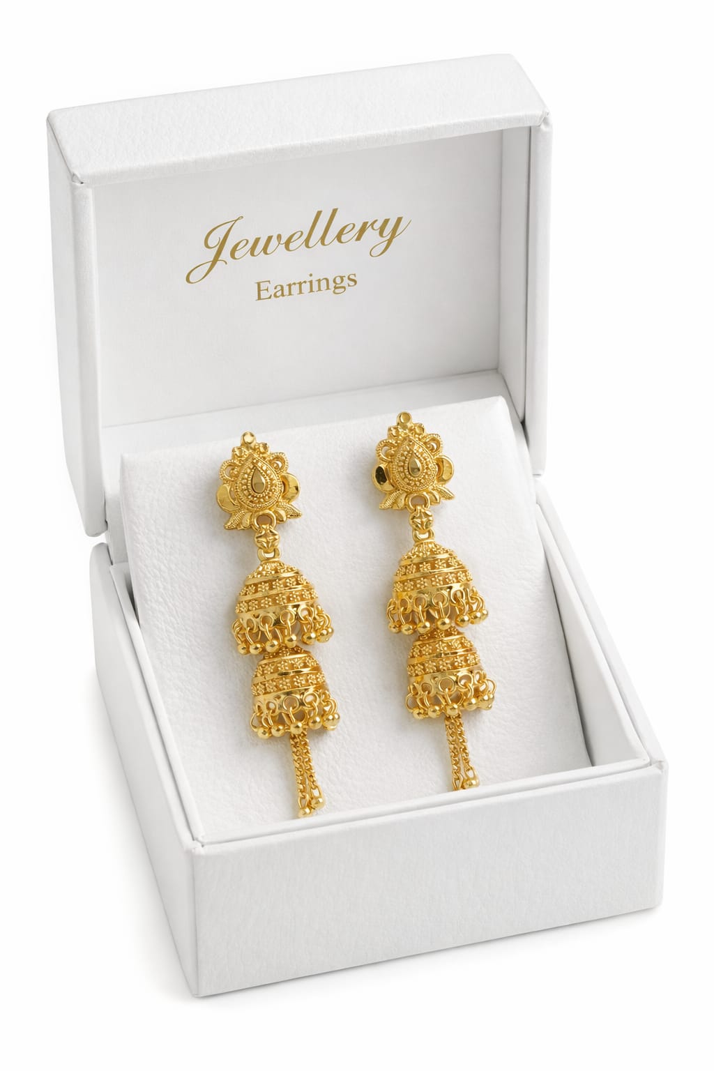 Gold-Tone Traditional Long Jhumka Earrings