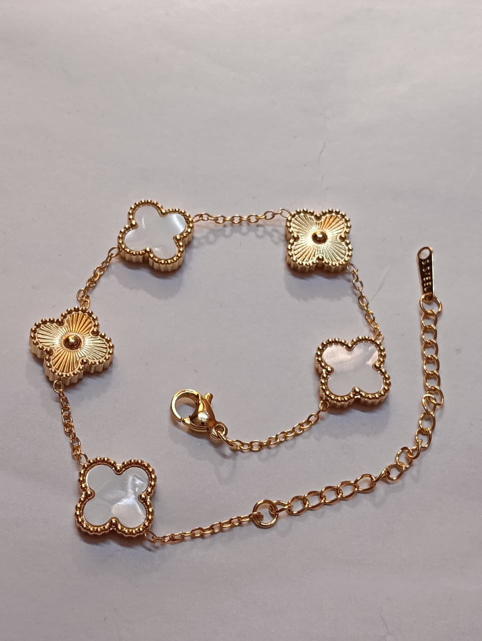 White Clover Dual-Texture Bracelet - Image 1