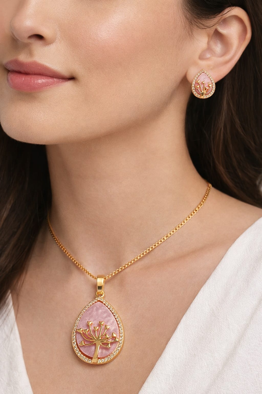 Pink Aura Tree Pendant Set - Image 1