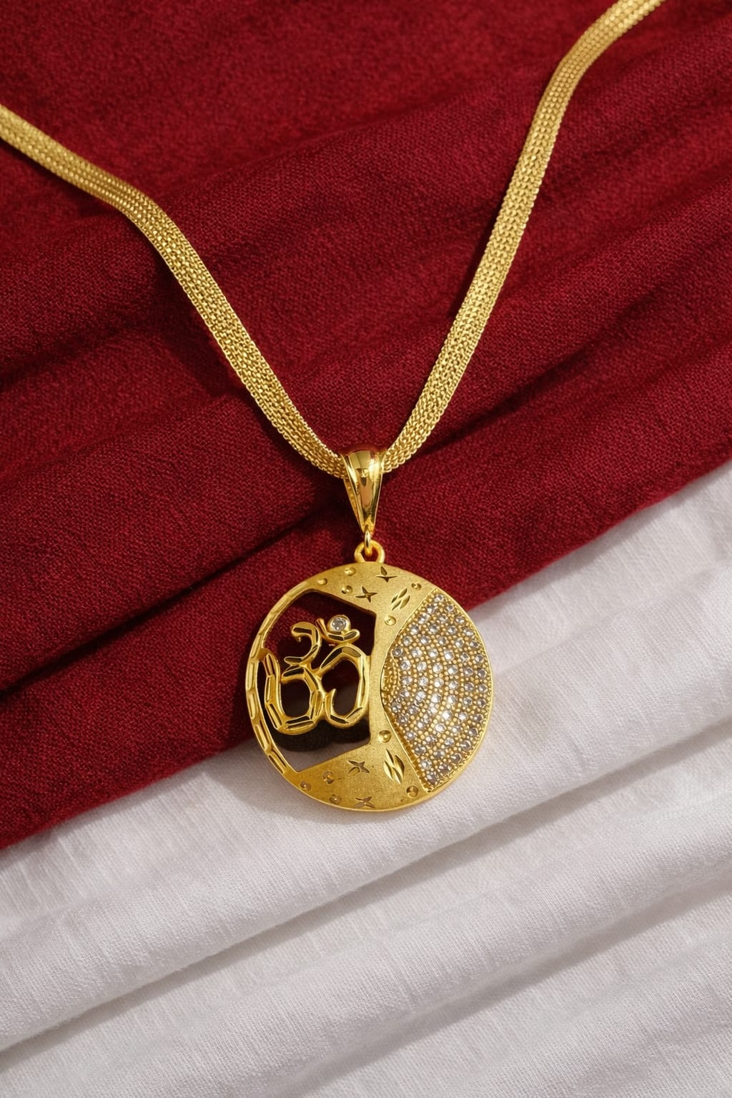 Premium Gold Plated Om Pendant chain - Image 1