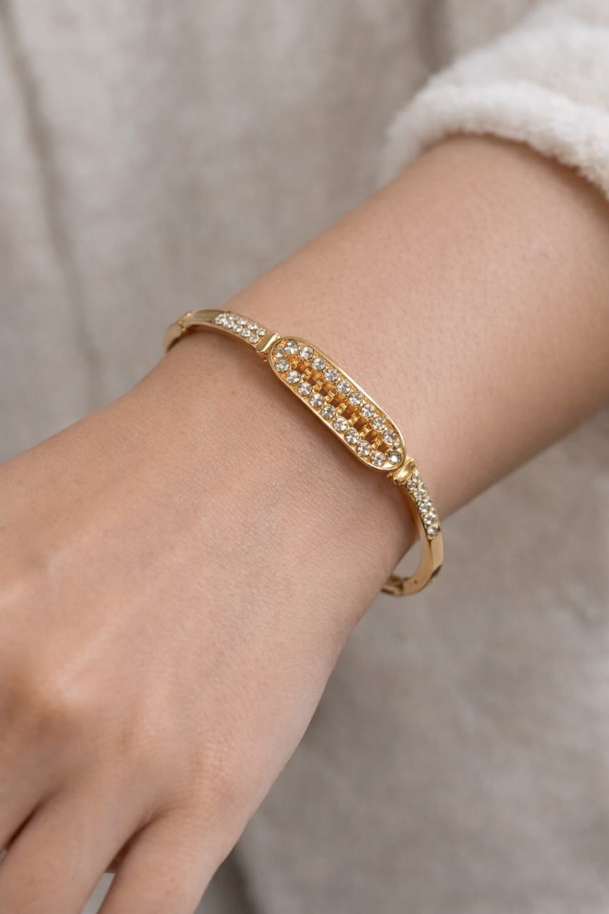 Gold Finish Crystal Studded Bracelet - Image 1