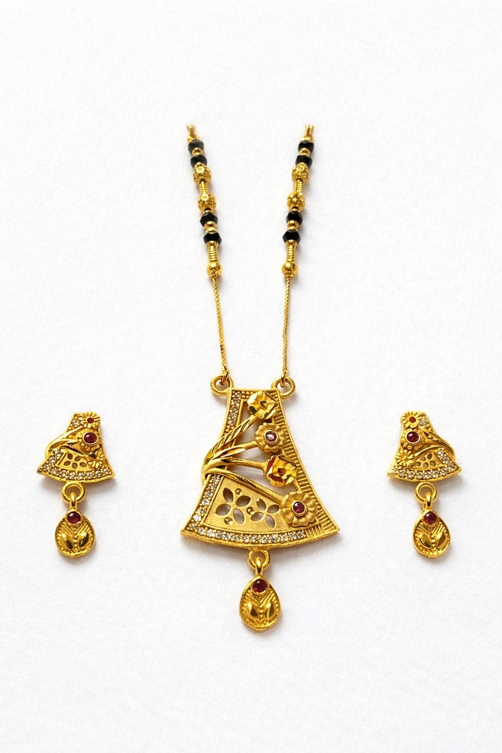 Gold-Tone Pendant Necklace Set with Earrings - Image 2